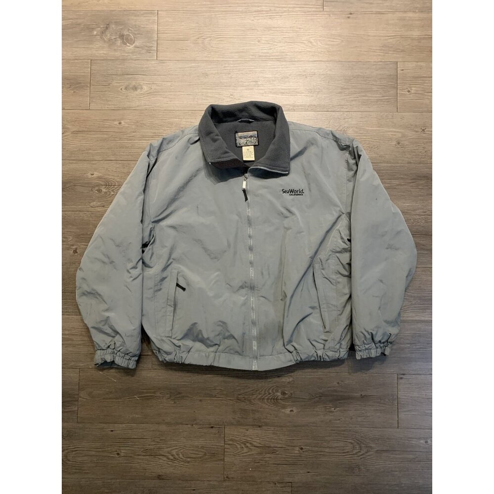 Vintage Seaworld California Jacket Size 2XL Grey Fleece Lined Bomber 90s Y2K